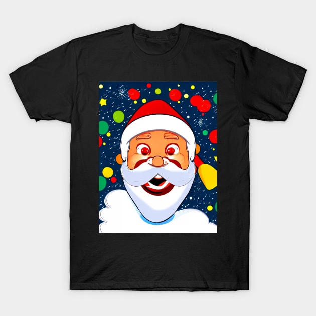 Funny Laughing Santa Claus. Blue Background T-Shirt by funfun
